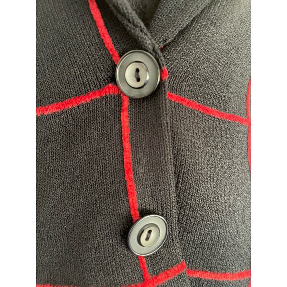 J.S.S knit ware jacket blazet Sm black / red strip wool blend button up classic - Picture 4 of 13